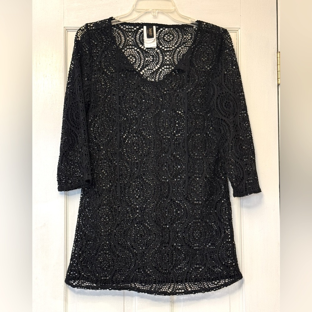 Laundry By‎ Shelli Segal Black Crochet Swim Coverup